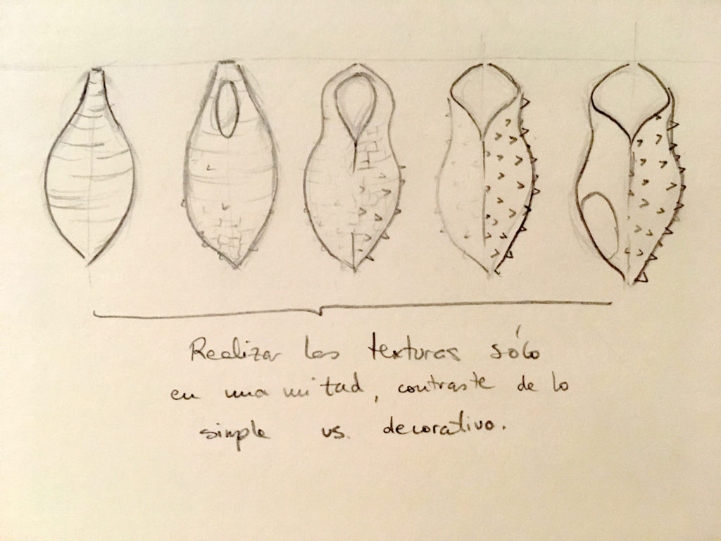 dibujo definitivo Crisálida maceta de colgar de cerámica moderna diseño Patios de Córdoba Luis Torres Ceramics ceramica de La Rambla