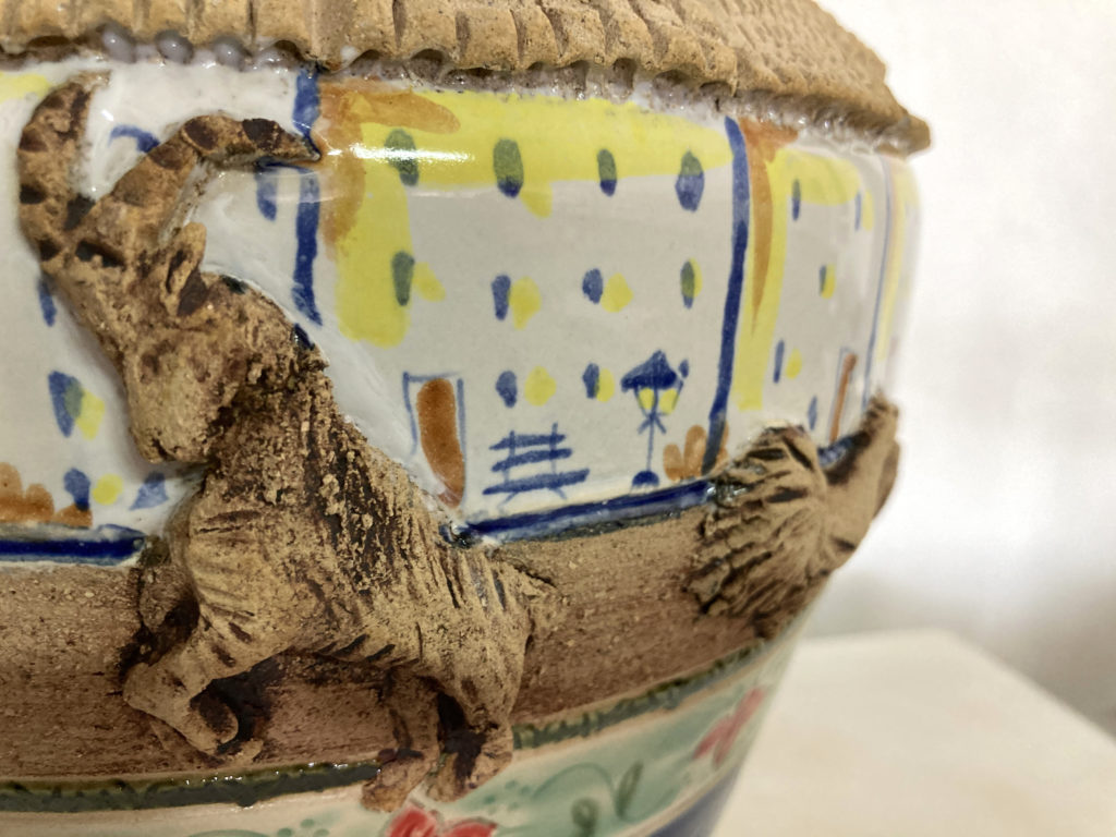 Ánfora de cerámica Biosfera, arte contemporáneo, visión del planeta tierra de Luis Torres Ceramics. Biosphere ceramics amphora contemporary art planet earth